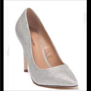 Call It Spring Agrirewiel Silver Sparkly Pointed Toe Heels Prom Wedding